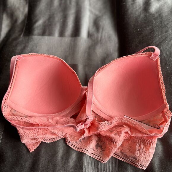 VICTORIA'S SECRET Coral Pink Orange Wireless Racerback Bralette Bra Size L Large - Picture 3 of 4